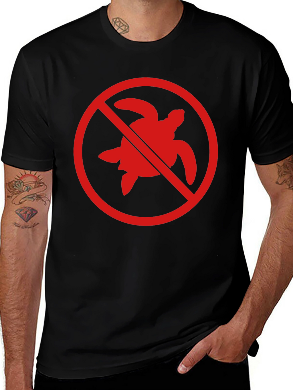 No Turtles T-Shirt - Black Crew Neck Tee