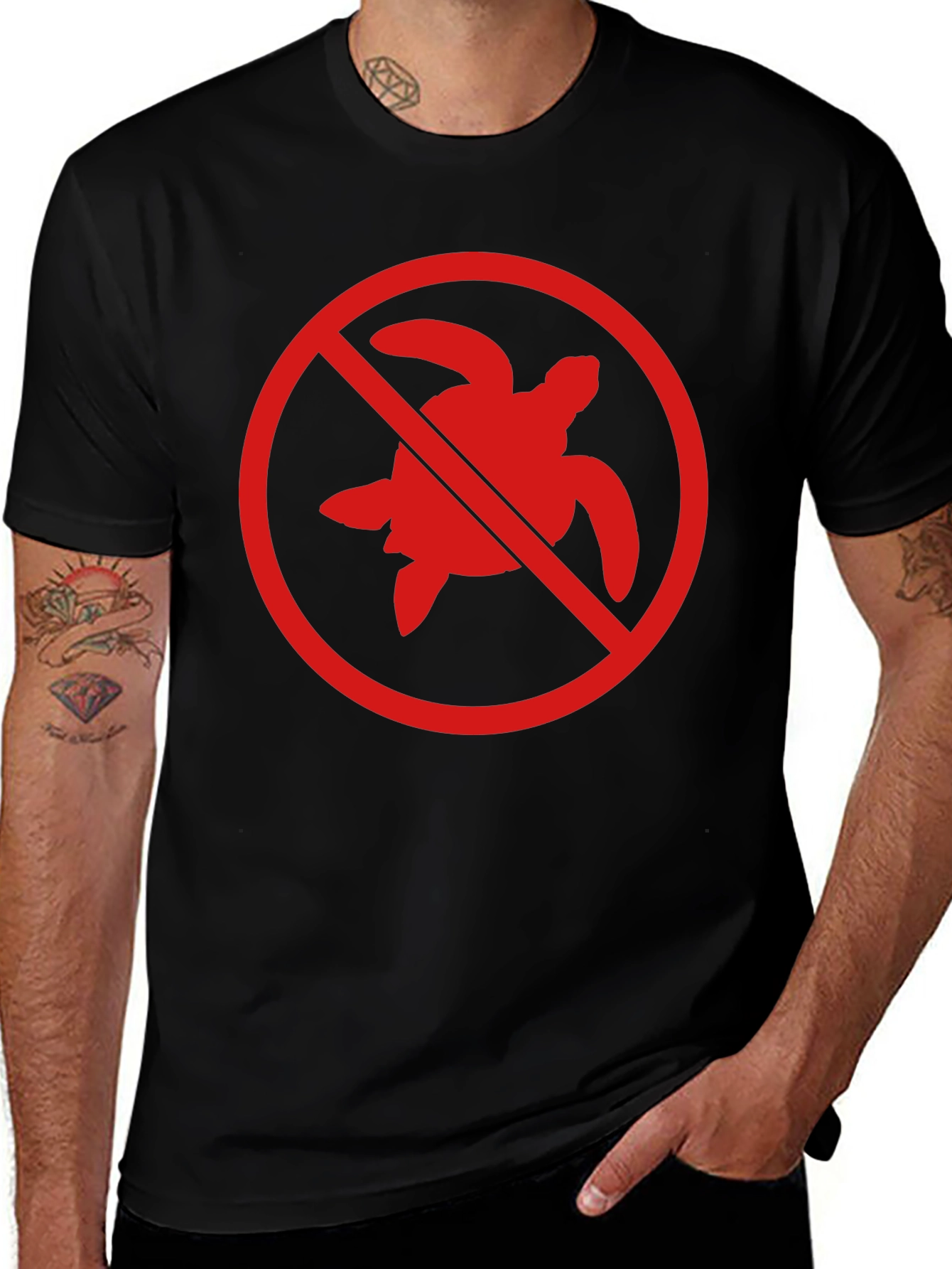No Turtles T-Shirt - Black Crew Neck Tee