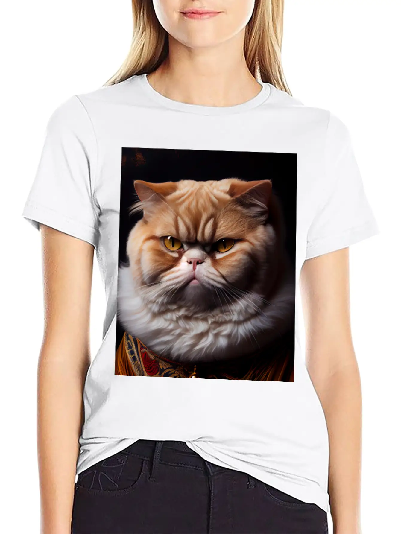 Exotic Shorthair Cat Breed Portrait Royal Renaissa Unisex Casual T-Shirt – Clean Design For Daily Comfort