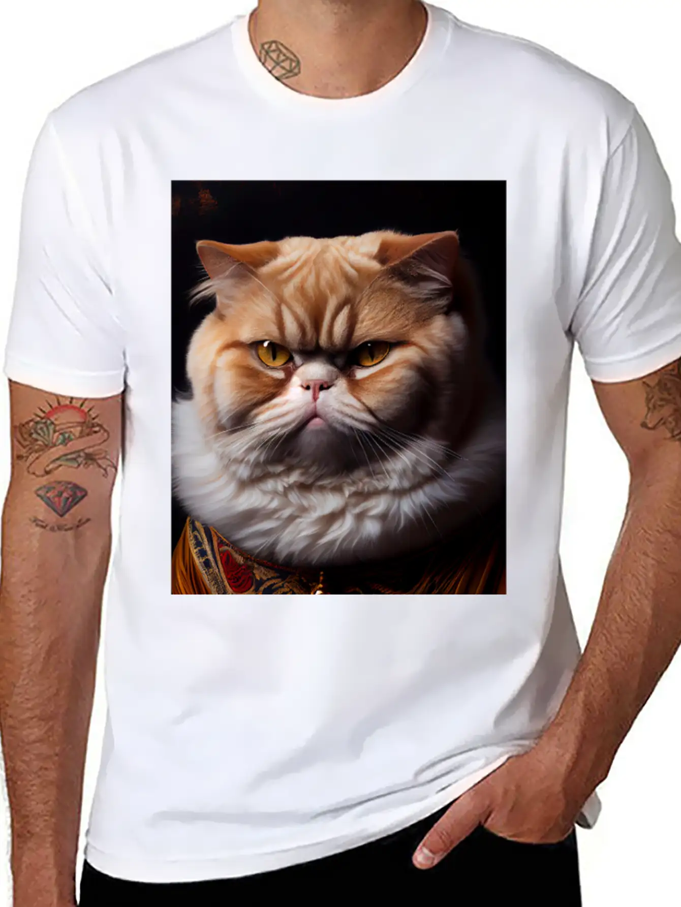 Exotic Shorthair Cat Breed Portrait Royal Renaissa Unisex Casual T-Shirt – Clean Design For Daily Comfort