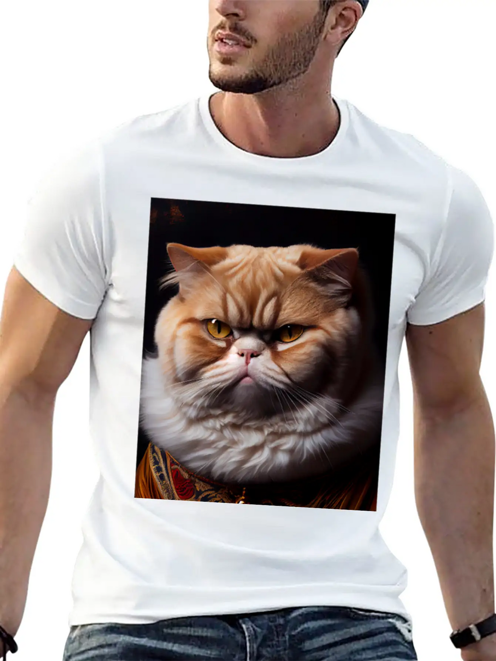 Exotic Shorthair Cat Breed Portrait Royal Renaissa Unisex Casual T-Shirt – Clean Design For Daily Comfort