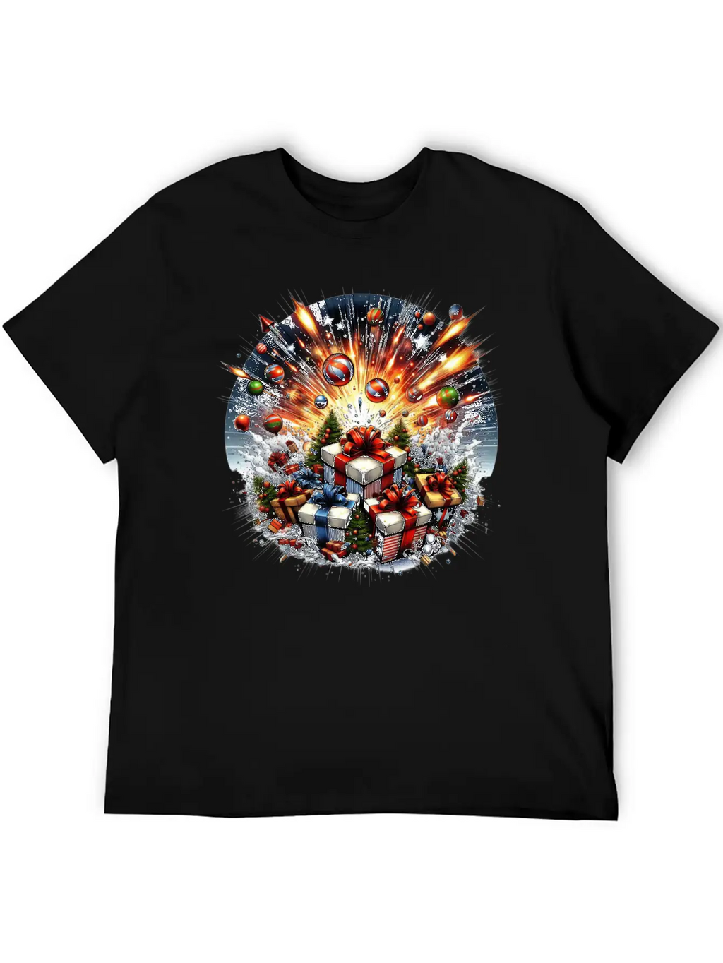Exploding Presents Fireworks - Christmas Gifts Unisex Casual T-Shirt – Clean Design For Daily Comfort