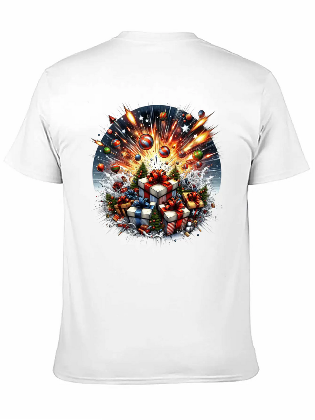 Exploding Presents Fireworks - Christmas Gifts Unisex Casual T-Shirt – Clean Design For Daily Comfort
