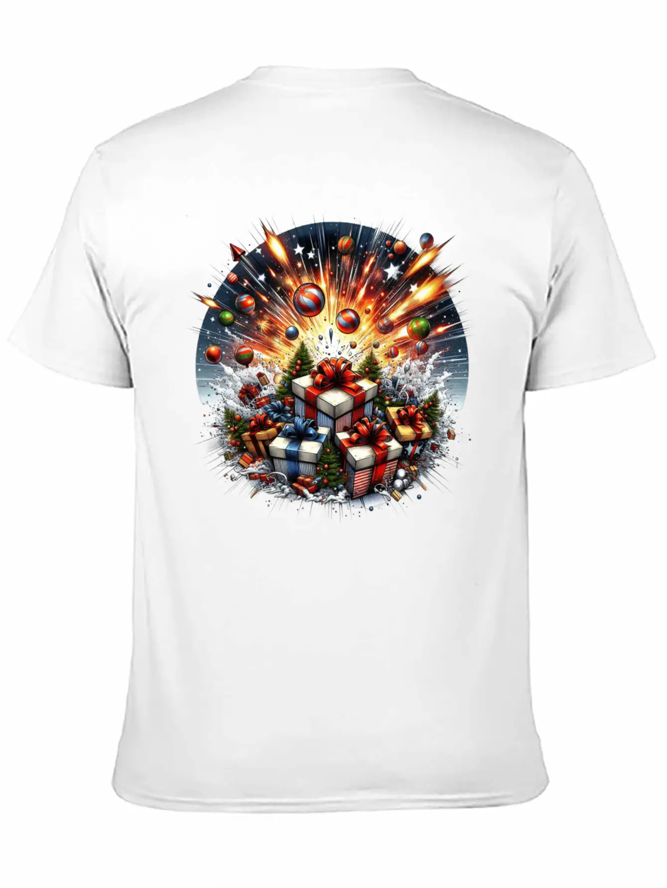 Exploding Presents Fireworks - Christmas Gifts Unisex Casual T-Shirt – Clean Design For Daily Comfort