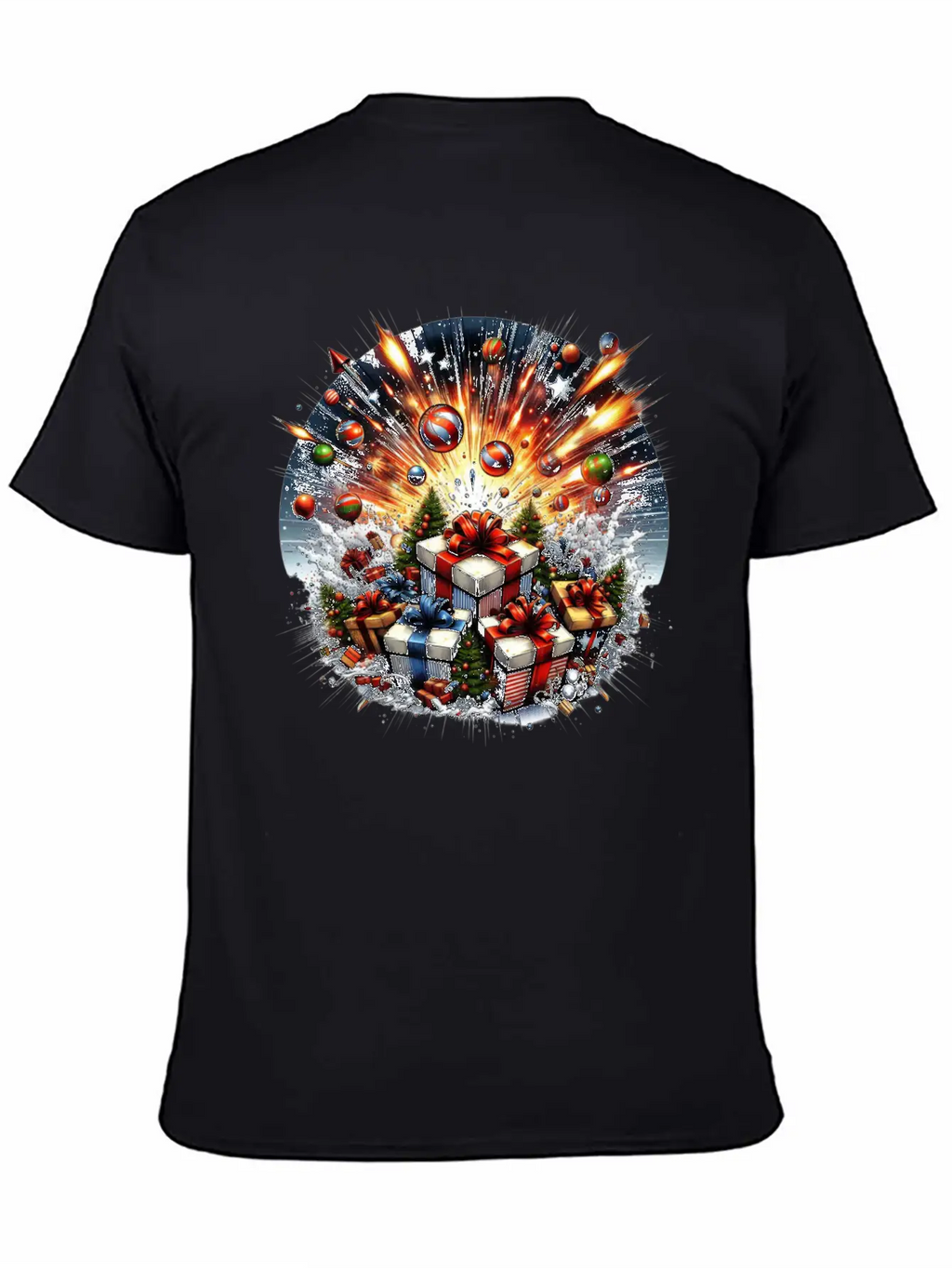 Exploding Presents Fireworks - Christmas Gifts Unisex Casual T-Shirt – Clean Design For Daily Comfort