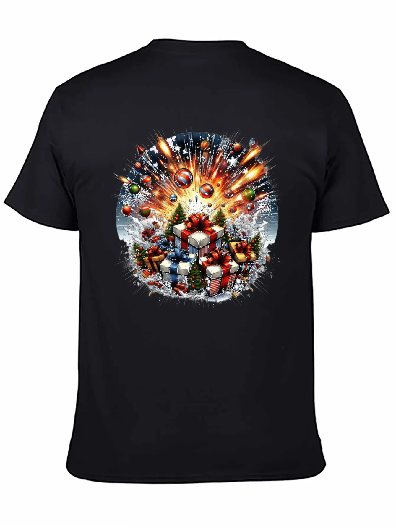 Exploding Presents Fireworks - Christmas Gifts Unisex Casual T-Shirt – Clean Design For Daily Comfort