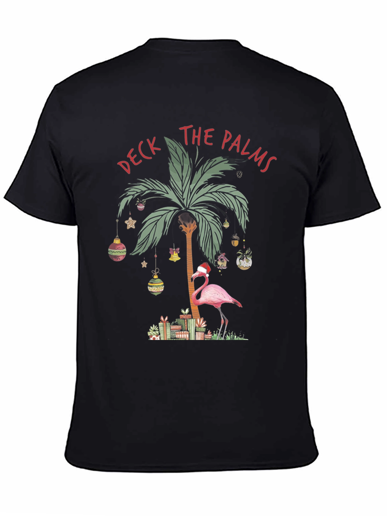 Deck the Palms Flamingo Christmas T-Shirt
