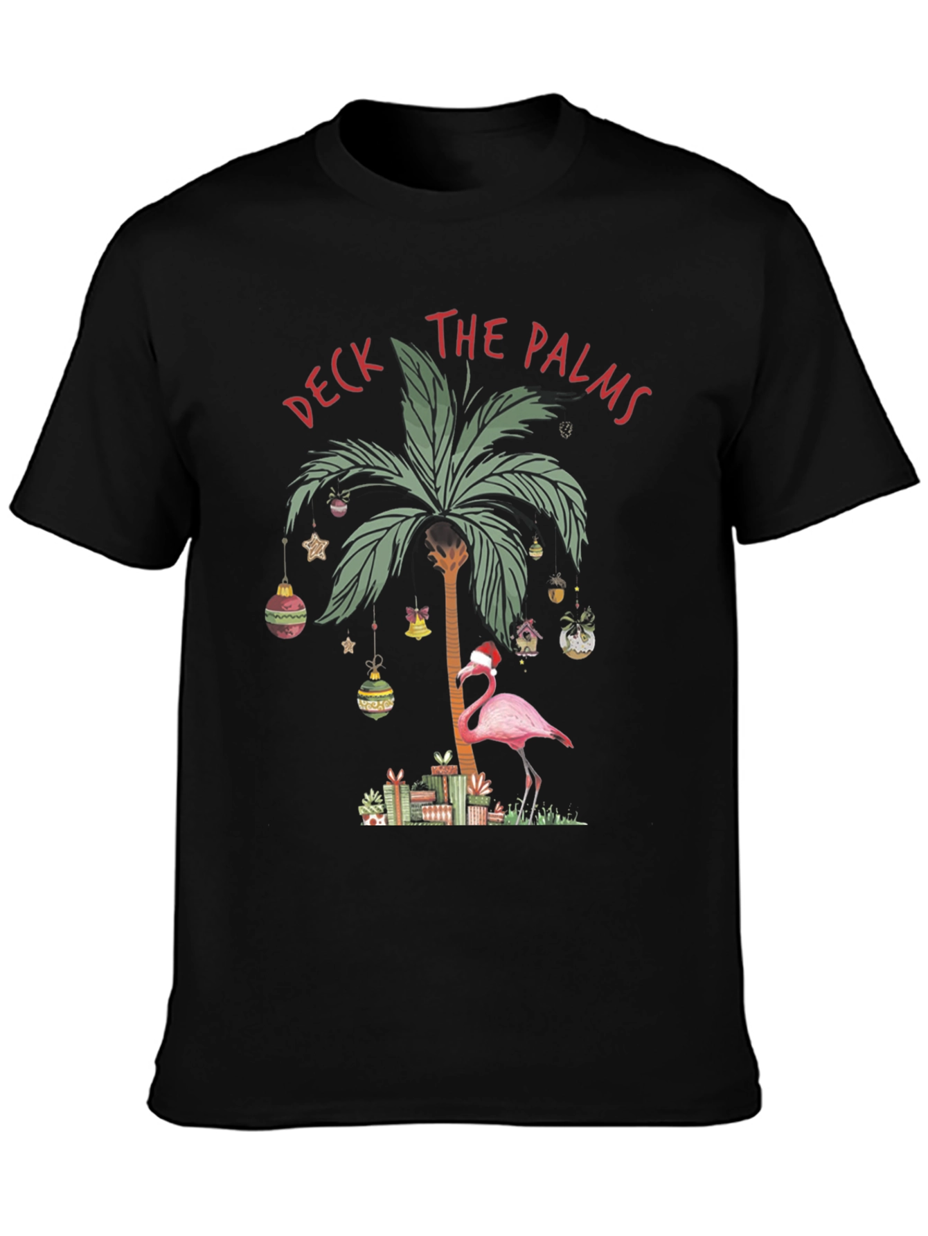 Deck the Palms Flamingo Christmas T-Shirt