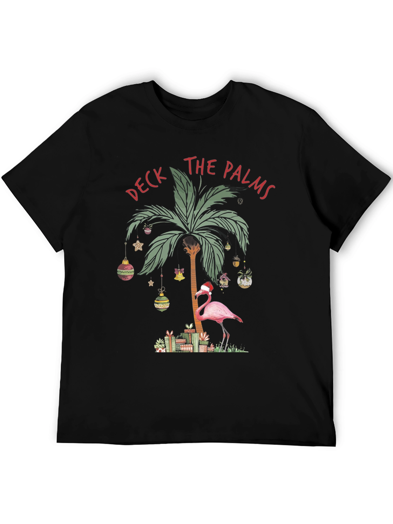 Deck the Palms Flamingo Christmas T-Shirt