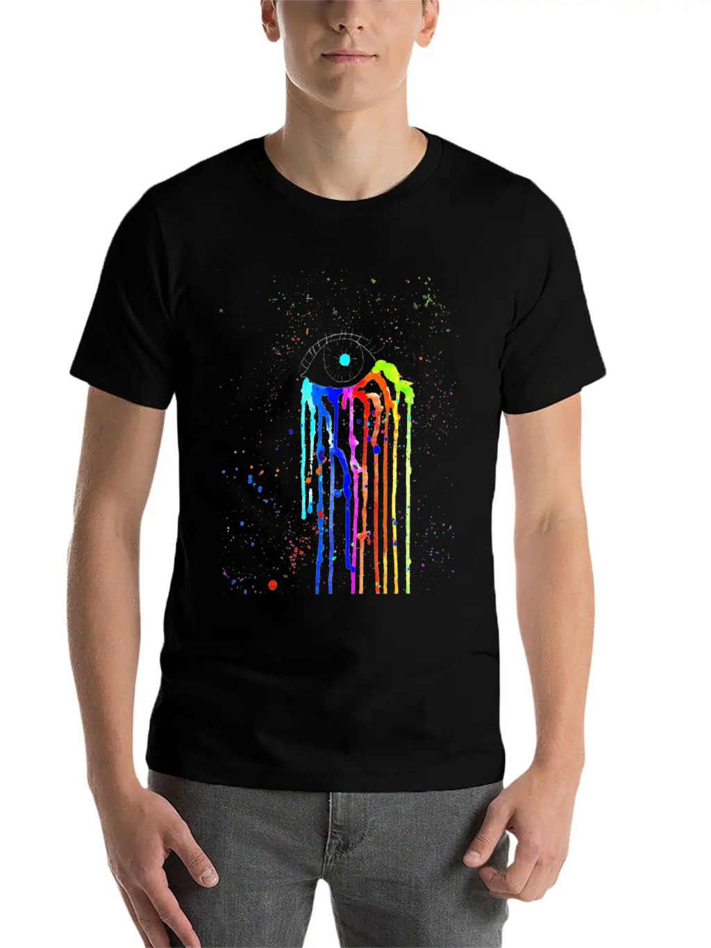 Eye Rainbow Tears Dark Essential Cotton Tee For Daily Outfits – Unisex Style