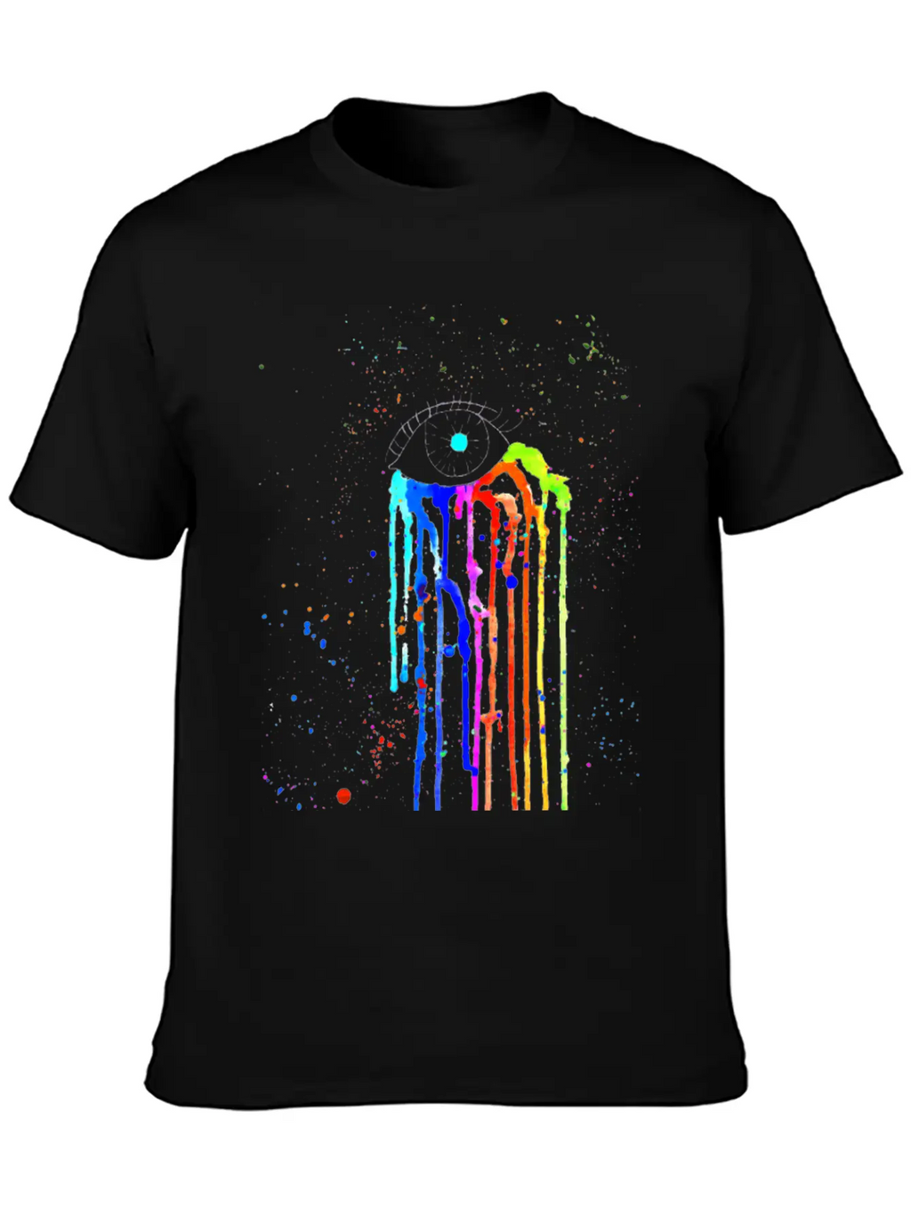 Eye Rainbow Tears Dark Essential Cotton Tee For Daily Outfits – Unisex Style