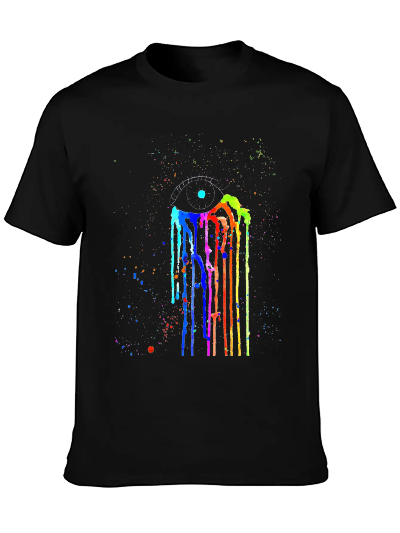 Eye Rainbow Tears Dark Essential Cotton Tee For Daily Outfits – Unisex Style