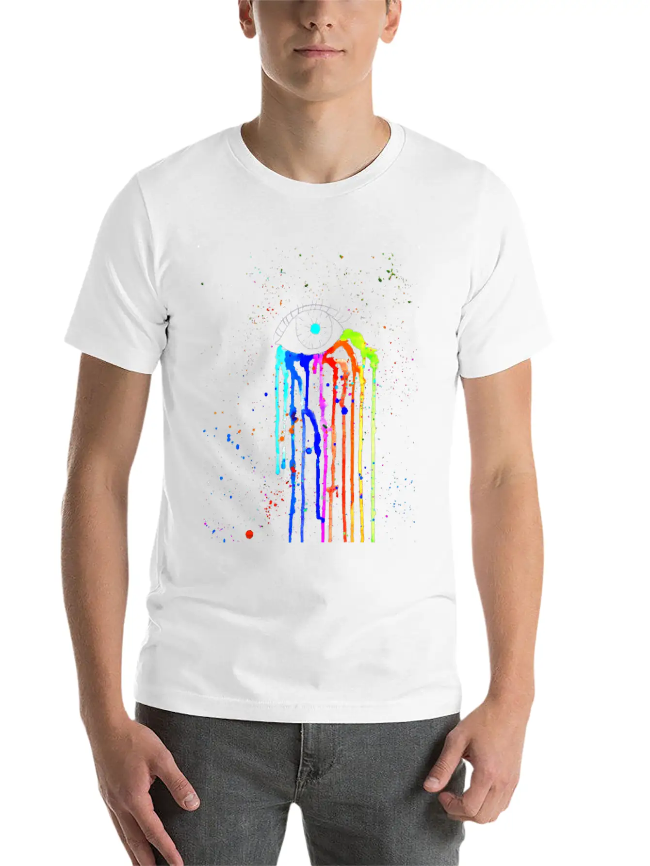 Eye Rainbow Tears Dark Essential Cotton Tee For Daily Outfits – Unisex Style