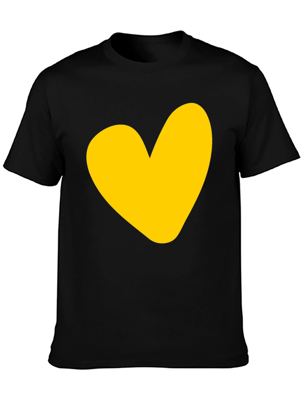 Black T-Shirt with Yellow Heart Graphic