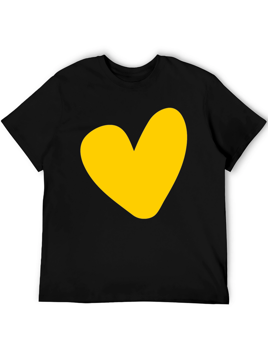 Black T-Shirt with Yellow Heart Graphic
