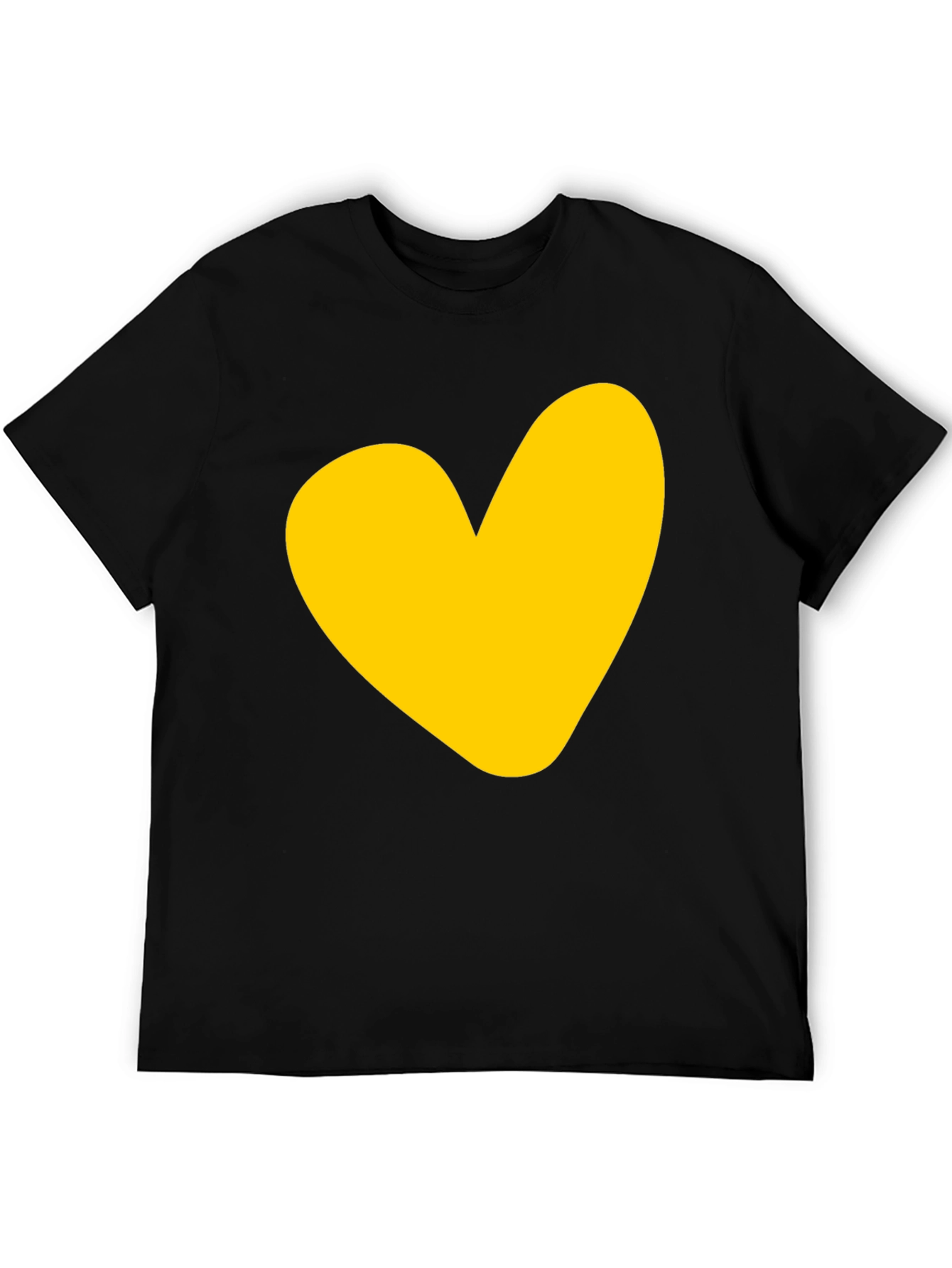 Black T-Shirt with Yellow Heart Graphic