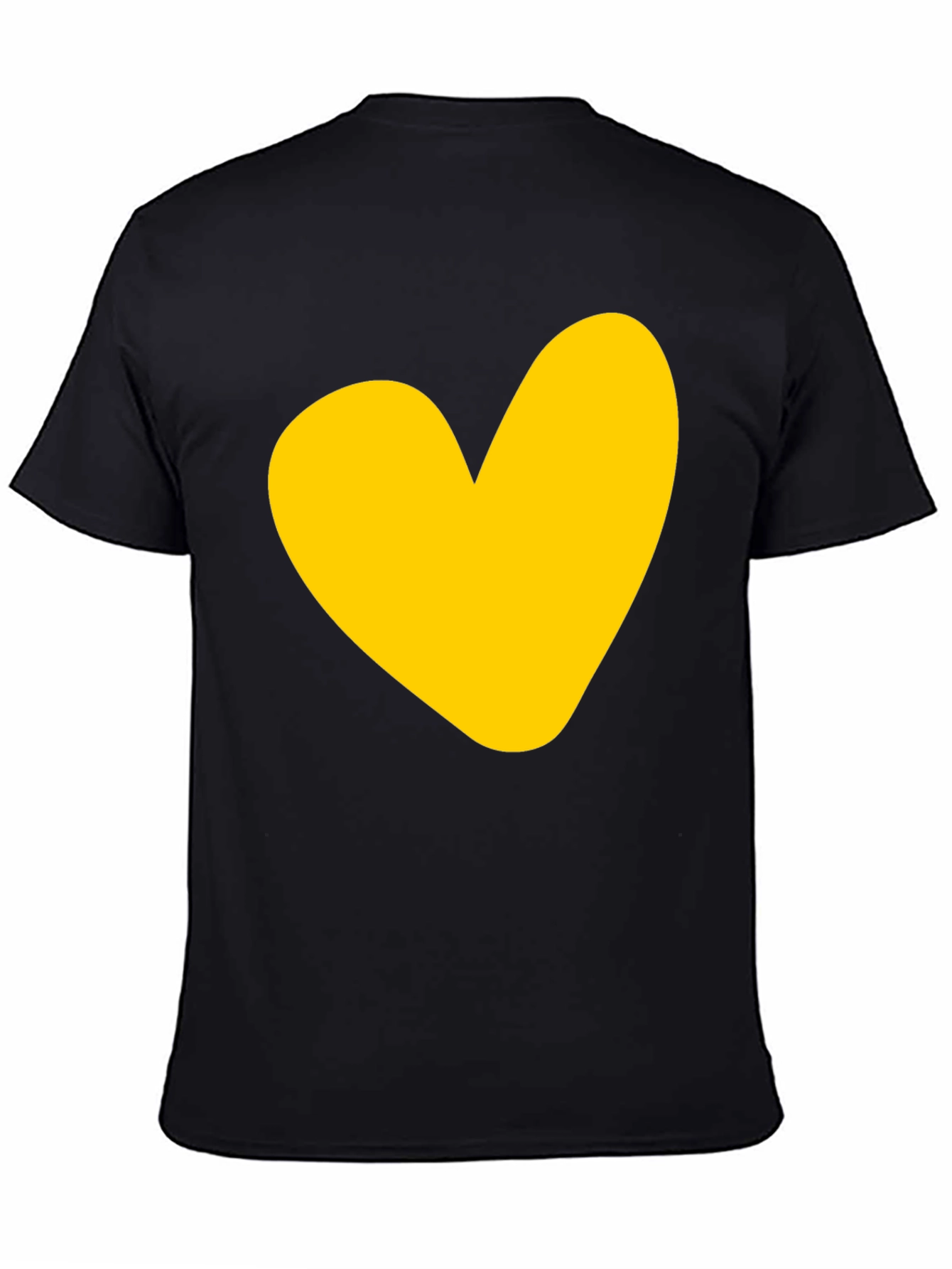 Black T-Shirt with Yellow Heart Graphic