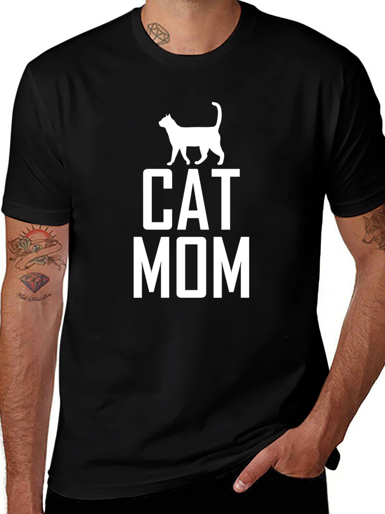 Cat Mom T-Shirt - Black Graphic Tee for Cat Lovers