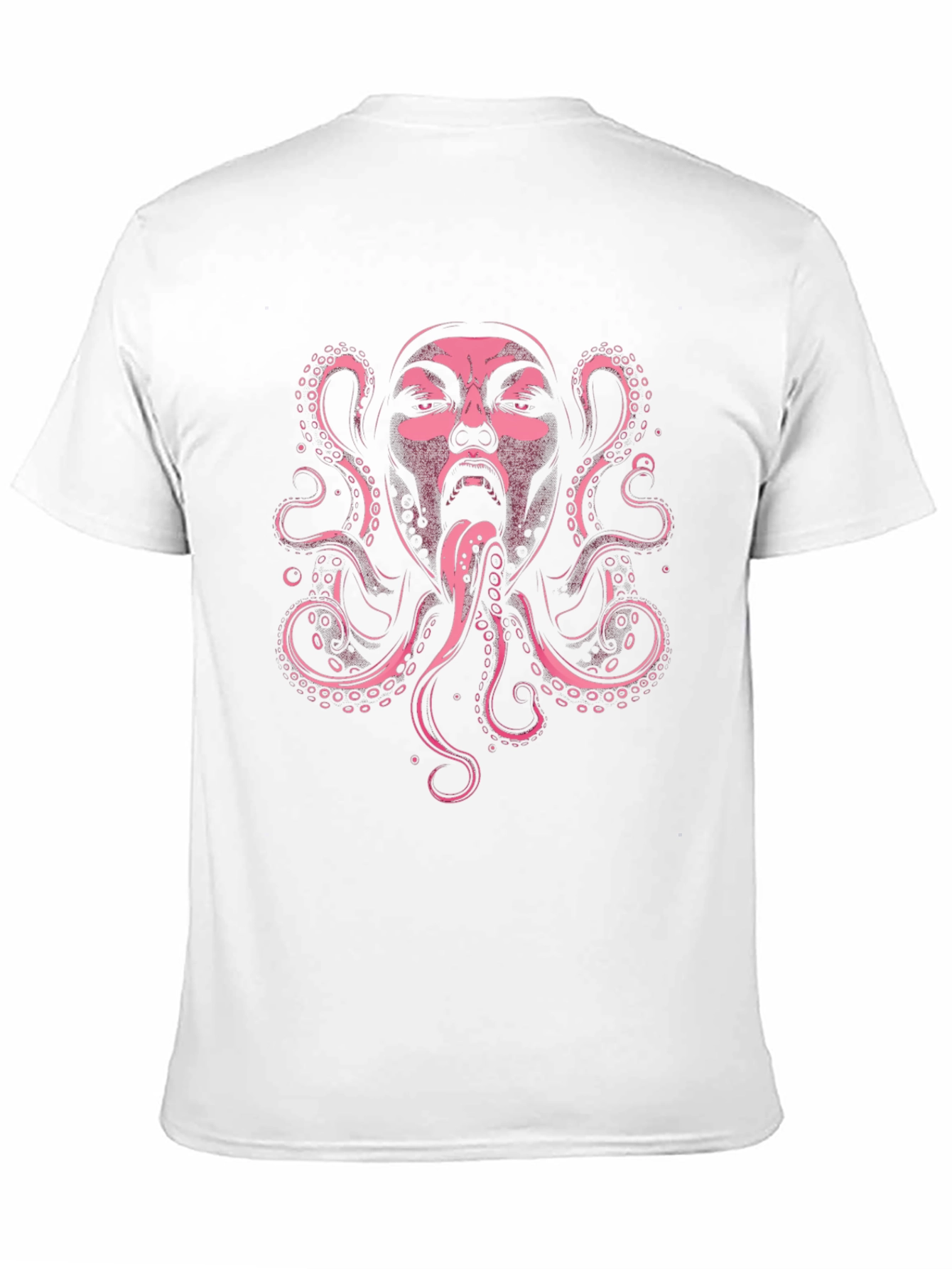 Pink Octopus Face Graphic Black T-Shirt