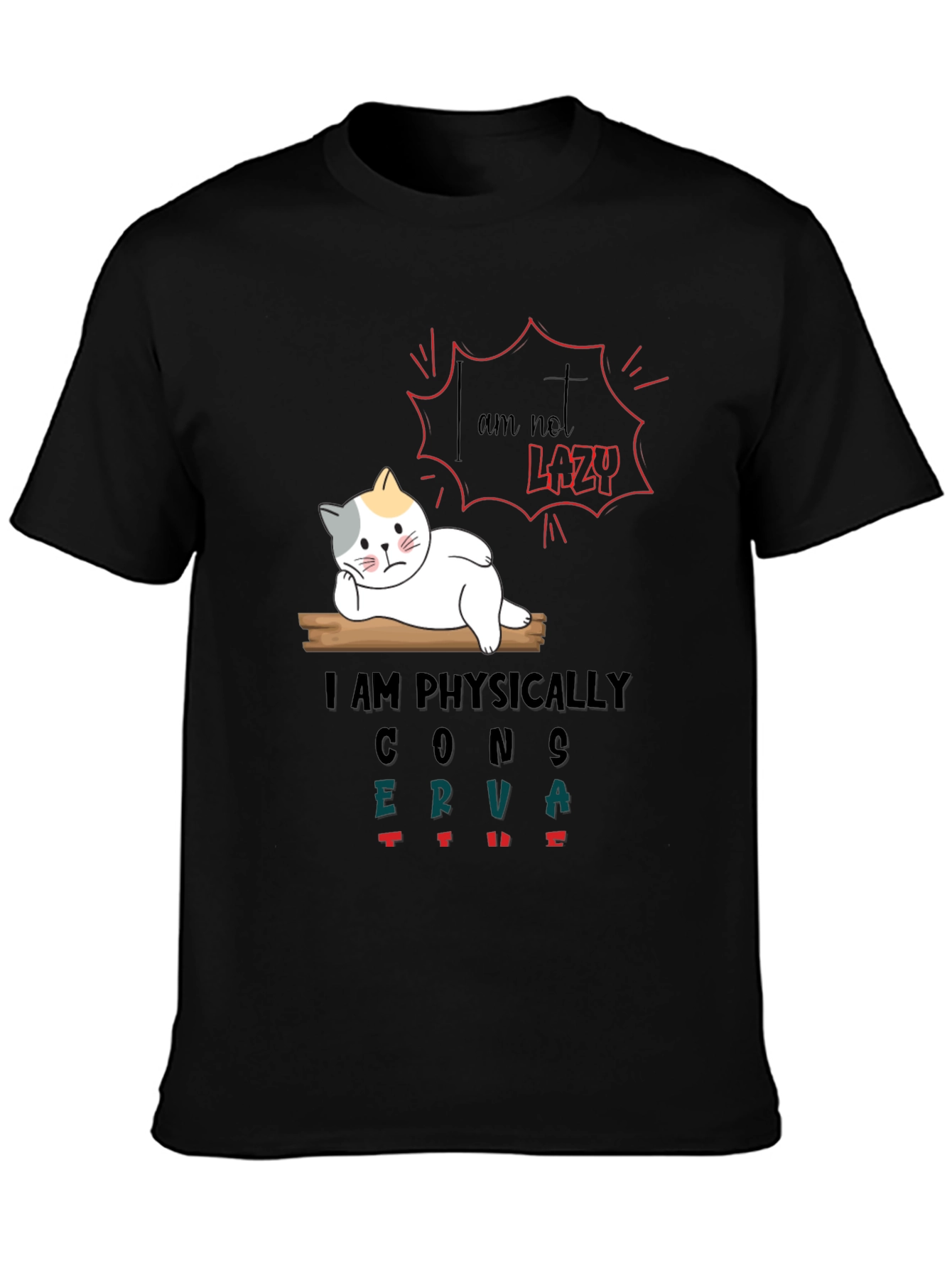 Lazy Cat Graphic T-Shirt - Humorous & Comfortable