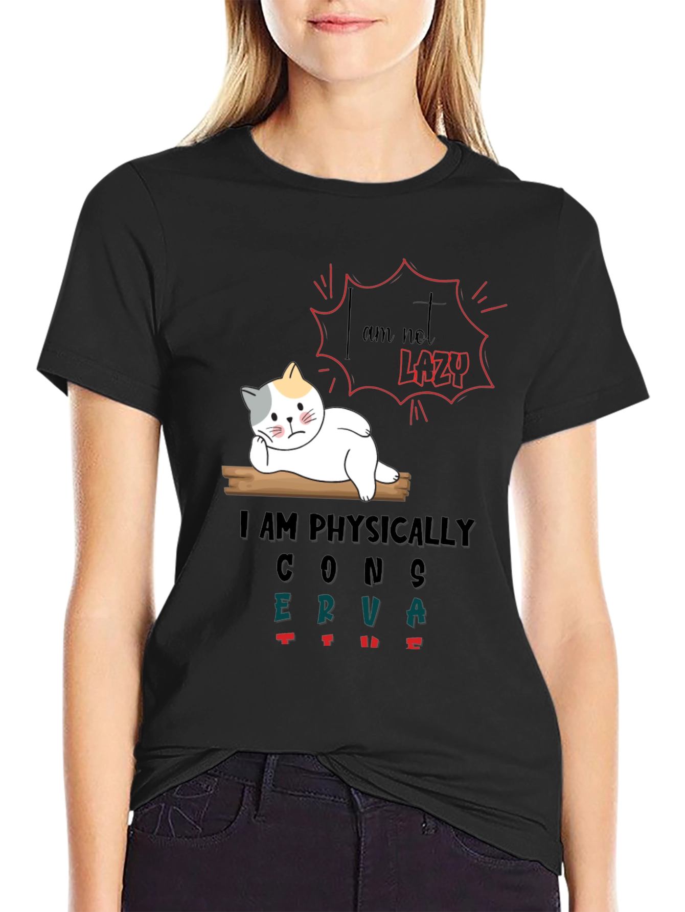 Lazy Cat Graphic T-Shirt - Humorous & Comfortable