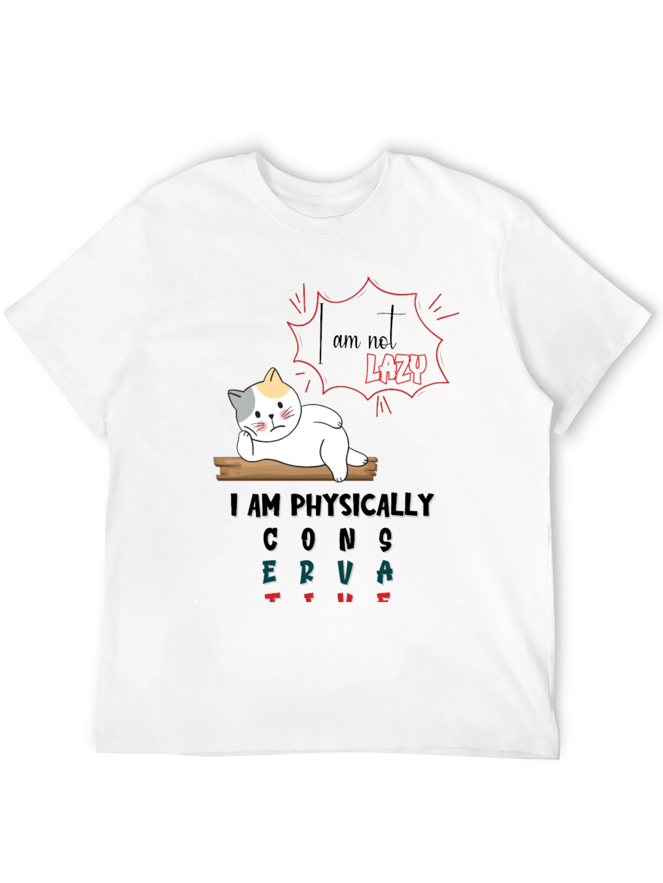 Lazy Cat Graphic T-Shirt - Humorous & Comfortable