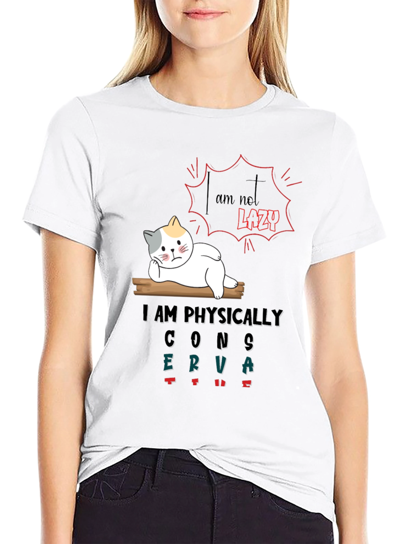 Lazy Cat Graphic T-Shirt - Humorous & Comfortable