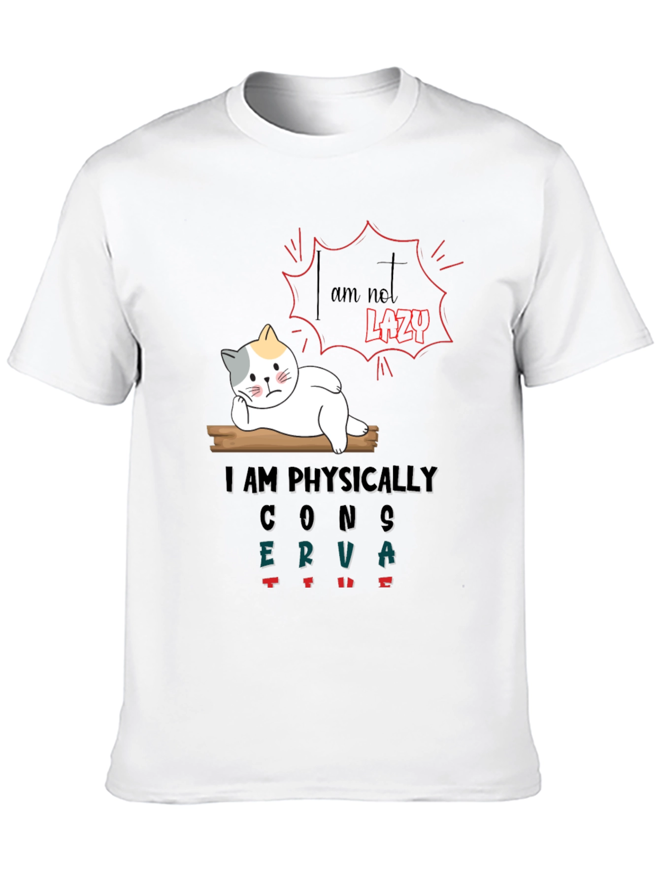 Lazy Cat Graphic T-Shirt - Humorous & Comfortable