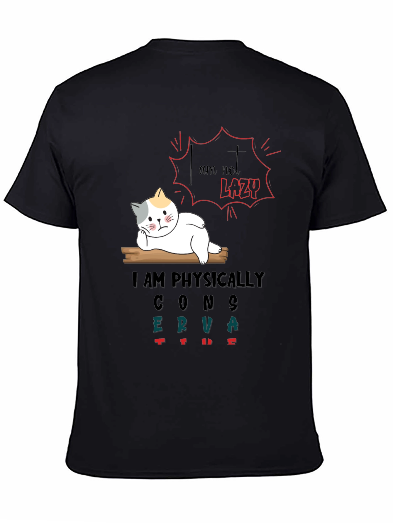 Lazy Cat Graphic T-Shirt - Humorous & Comfortable