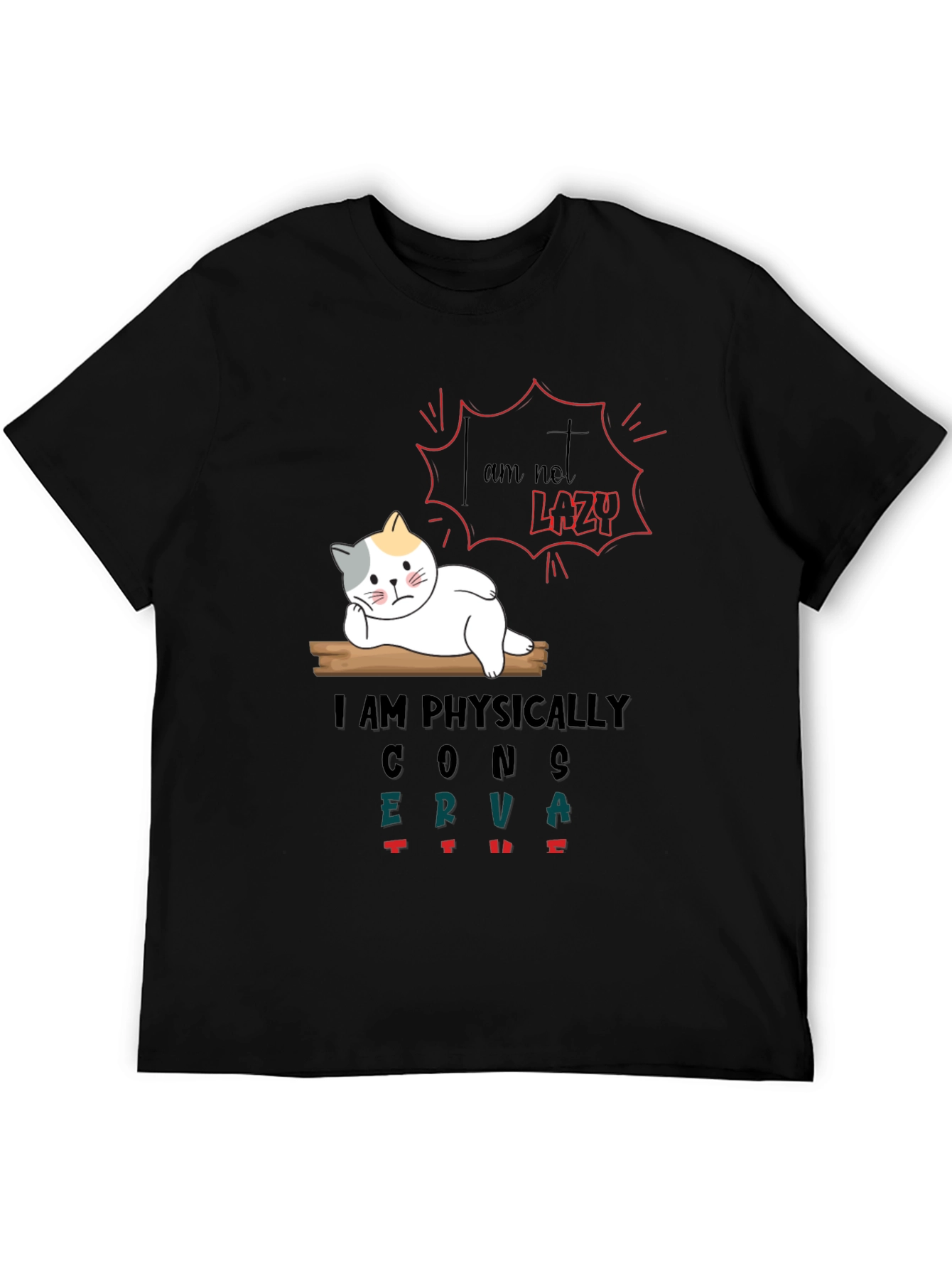 Lazy Cat Graphic T-Shirt - Humorous & Comfortable