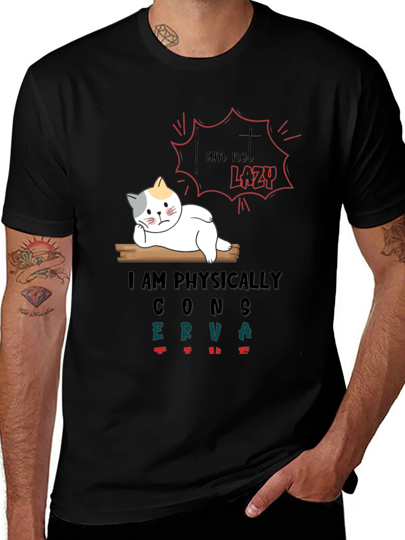 Lazy Cat Graphic T-Shirt - Humorous & Comfortable