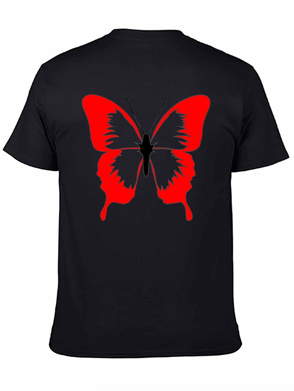 Butterfly Graphic Black T-Shirt - Bold Red Design