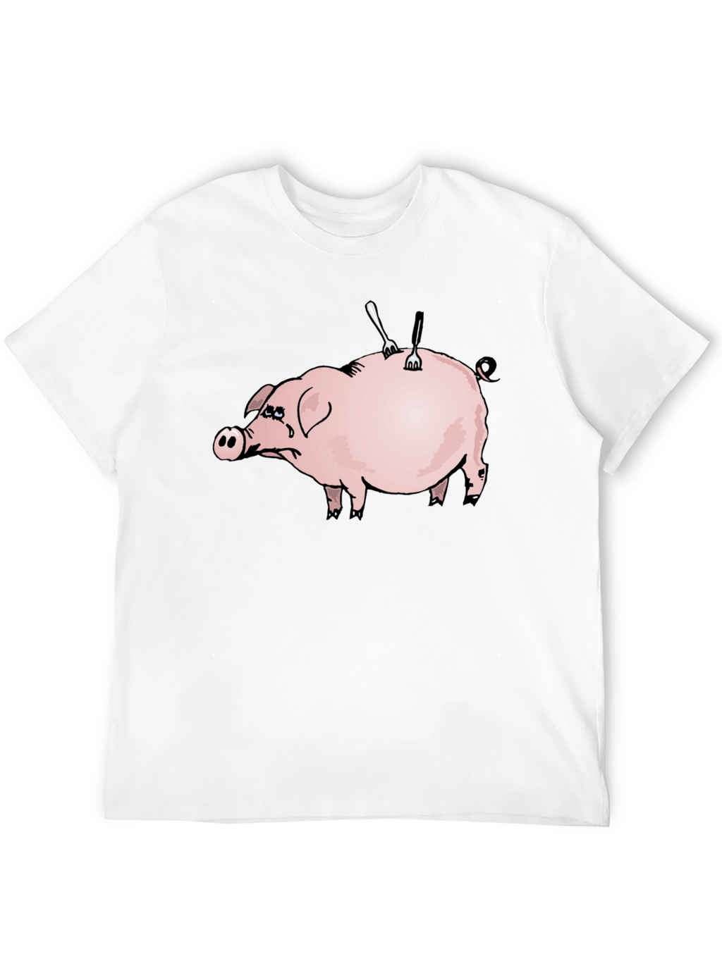 Sad Pig T-Shirt - Forks In Back Design