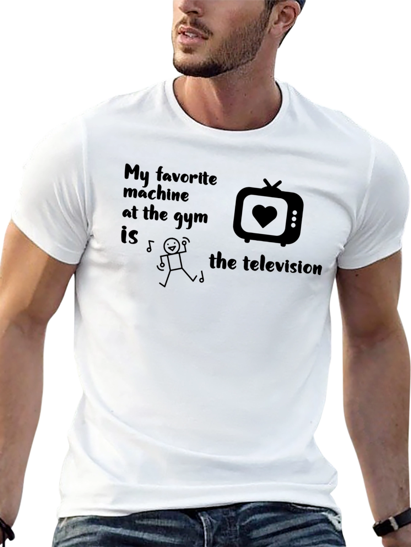 Gym Humor T-Shirt - Favorite Machine is TV