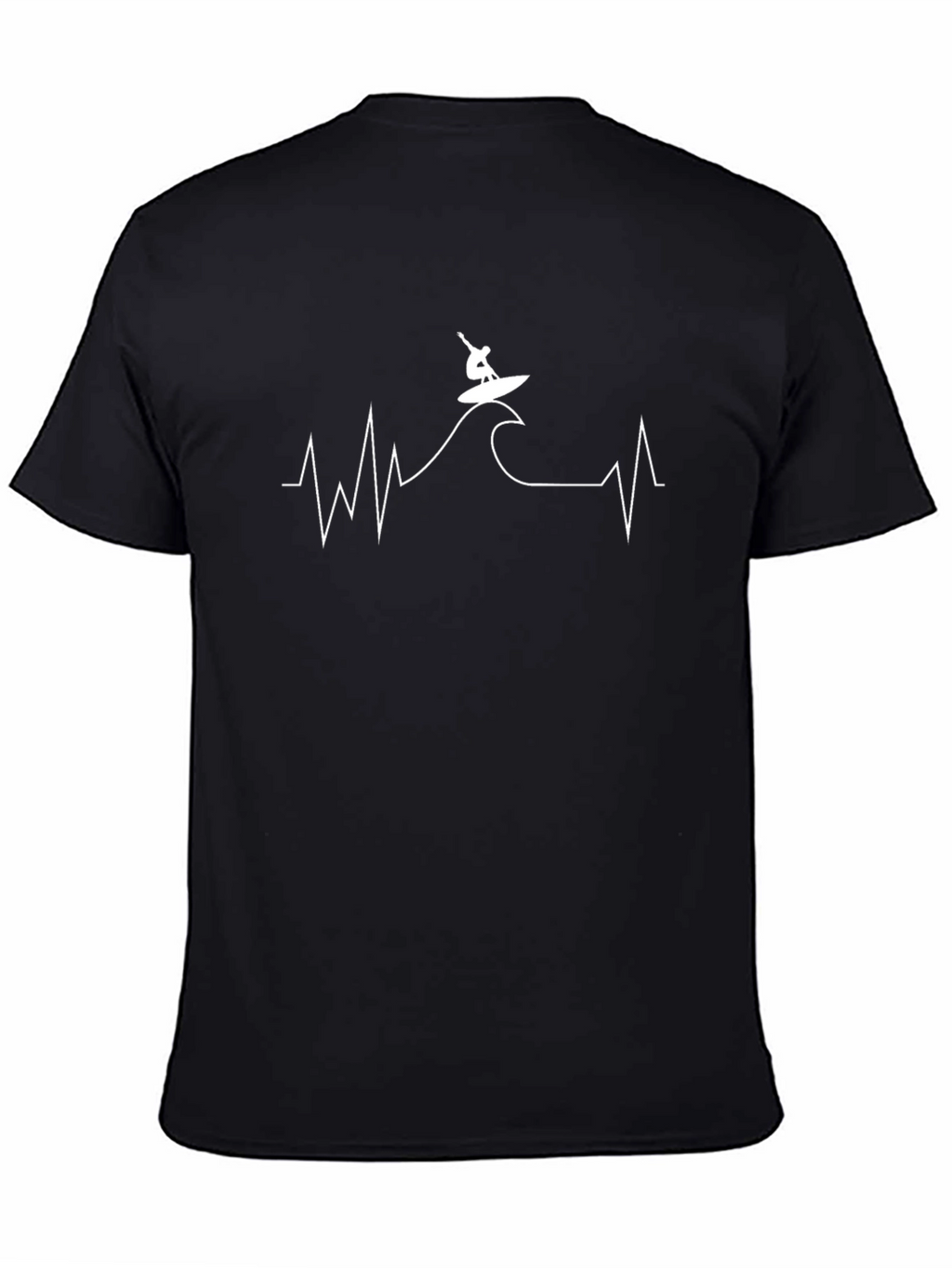 Surfer Heartbeat Graphic Tee - Black Cotton T-Shirt