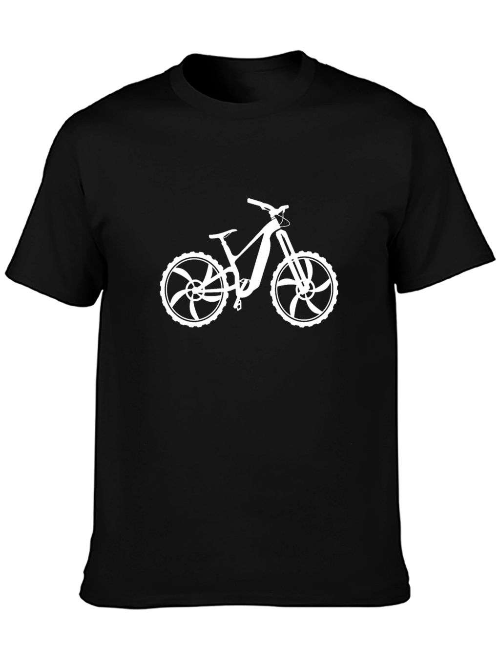 Black T-Shirt with White Mountain Bike Graphic