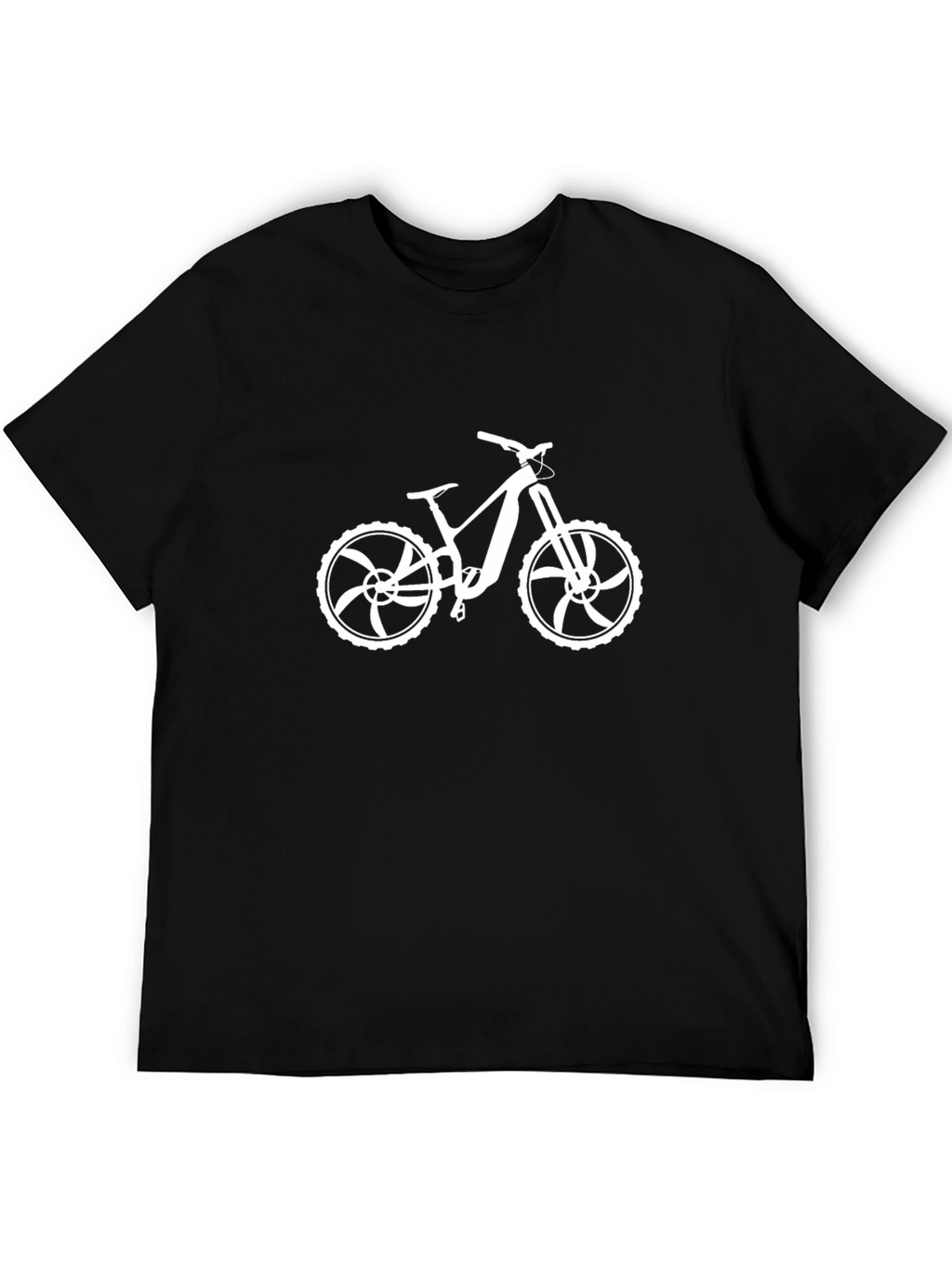 Black T-Shirt with White Mountain Bike Graphic