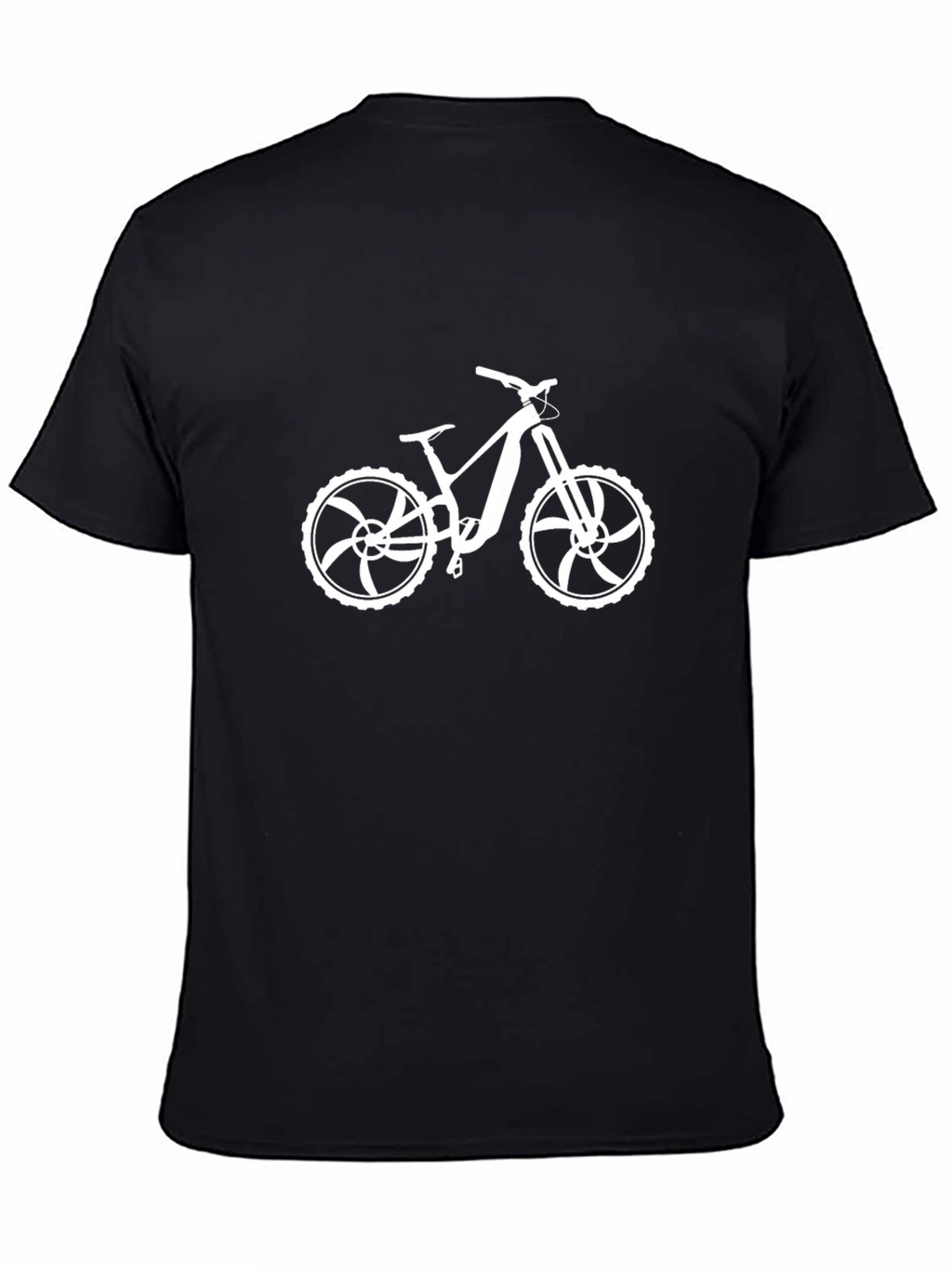Black T-Shirt with White Mountain Bike Graphic
