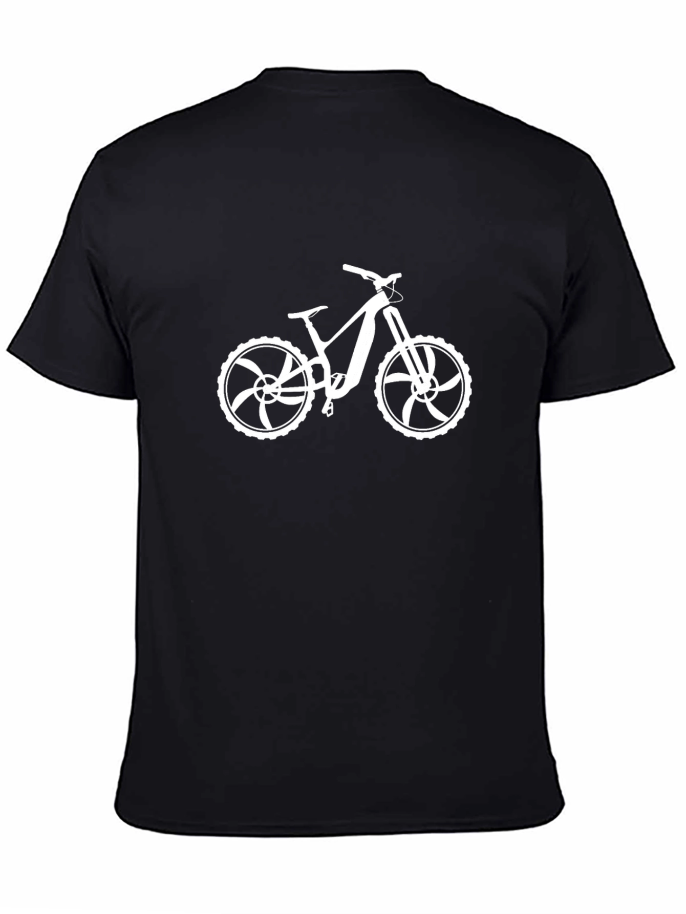 Black T-Shirt with White Mountain Bike Graphic