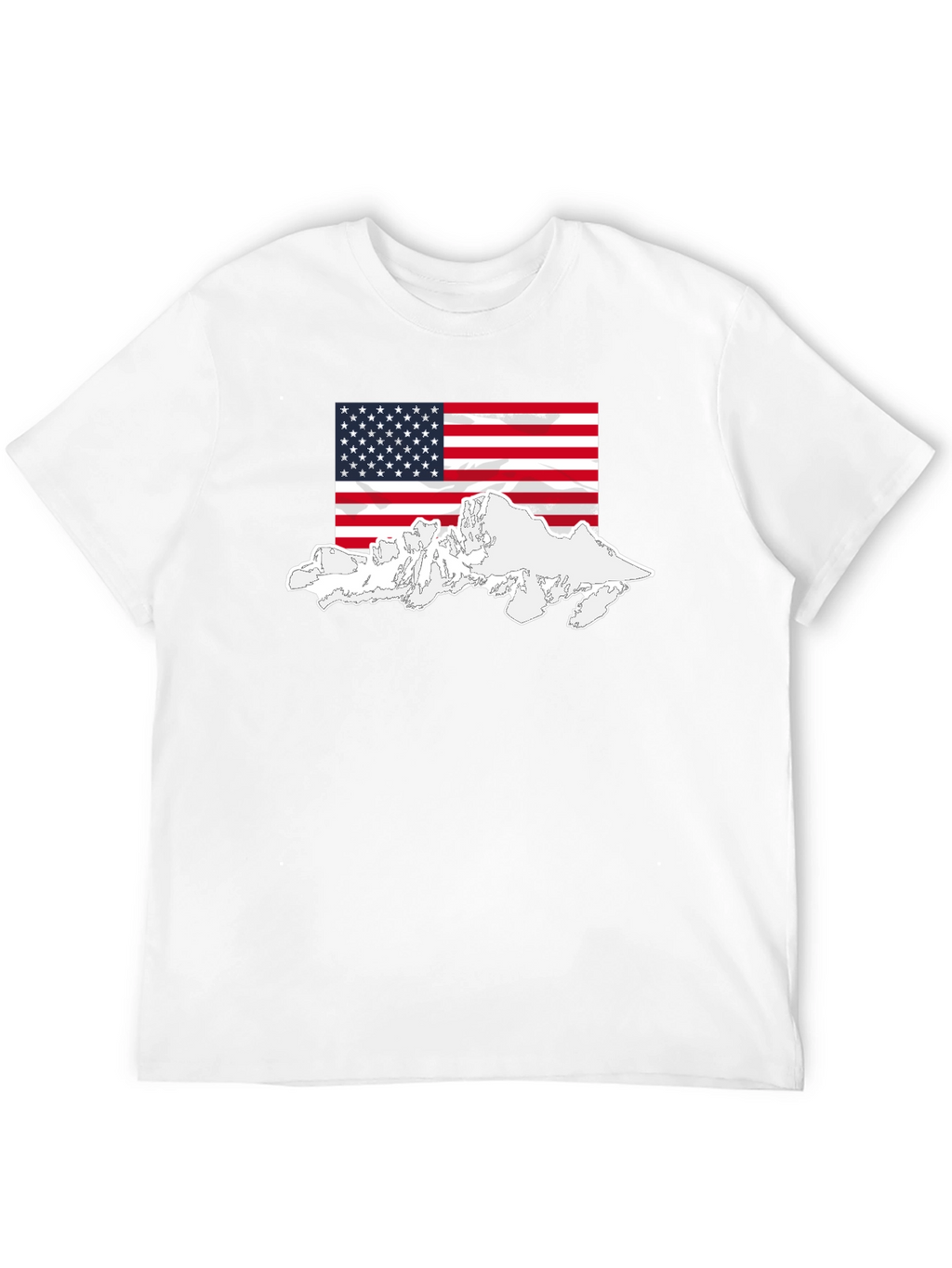 USA Flag Mountain Graphic Black T-Shirt