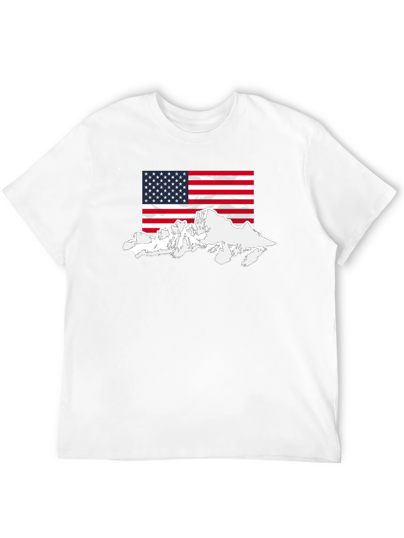 USA Flag Mountain Graphic Black T-Shirt