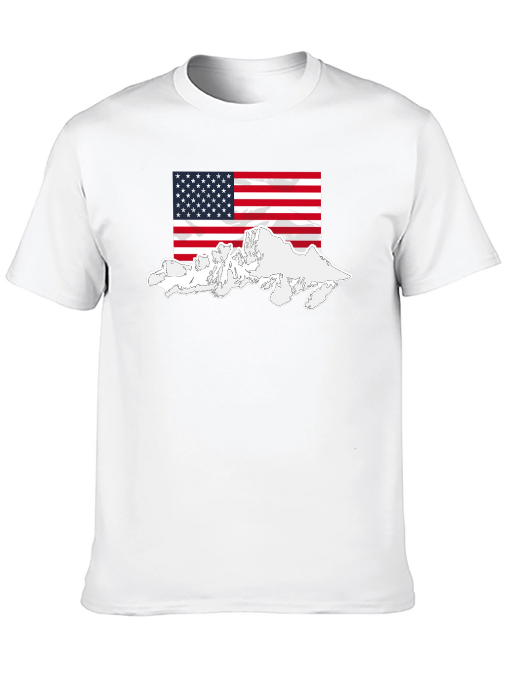 USA Flag Mountain Graphic Black T-Shirt
