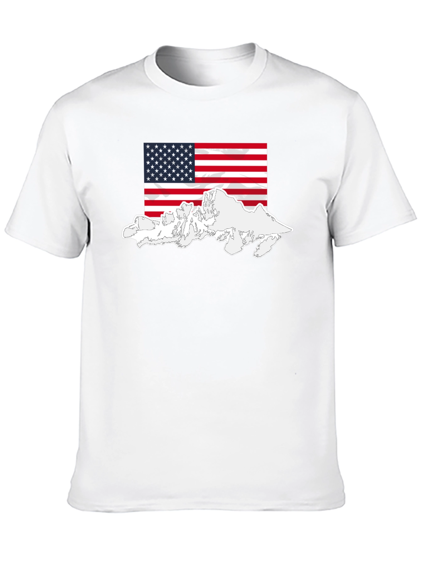 USA Flag Mountain Graphic Black T-Shirt
