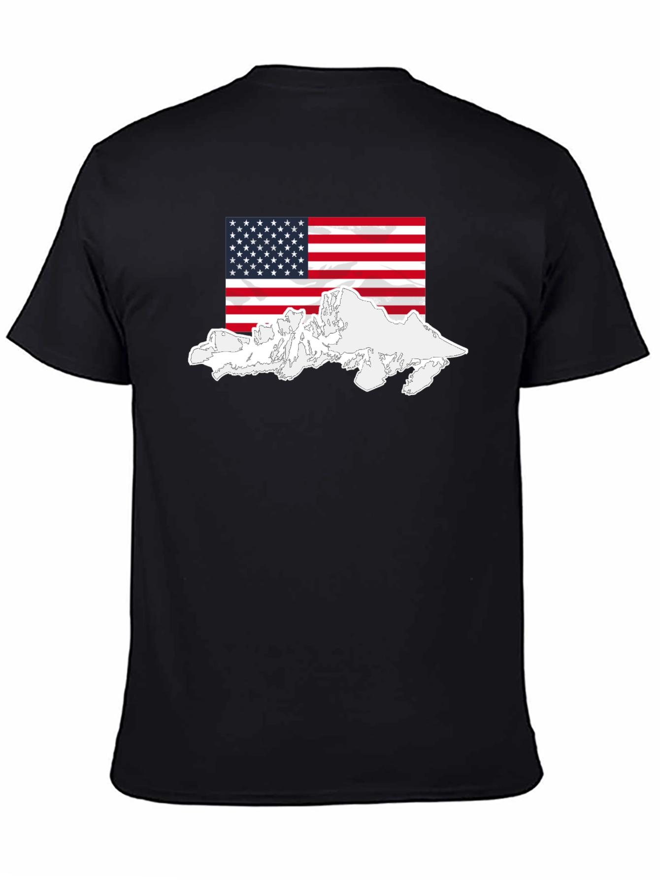 USA Flag Mountain Graphic Black T-Shirt