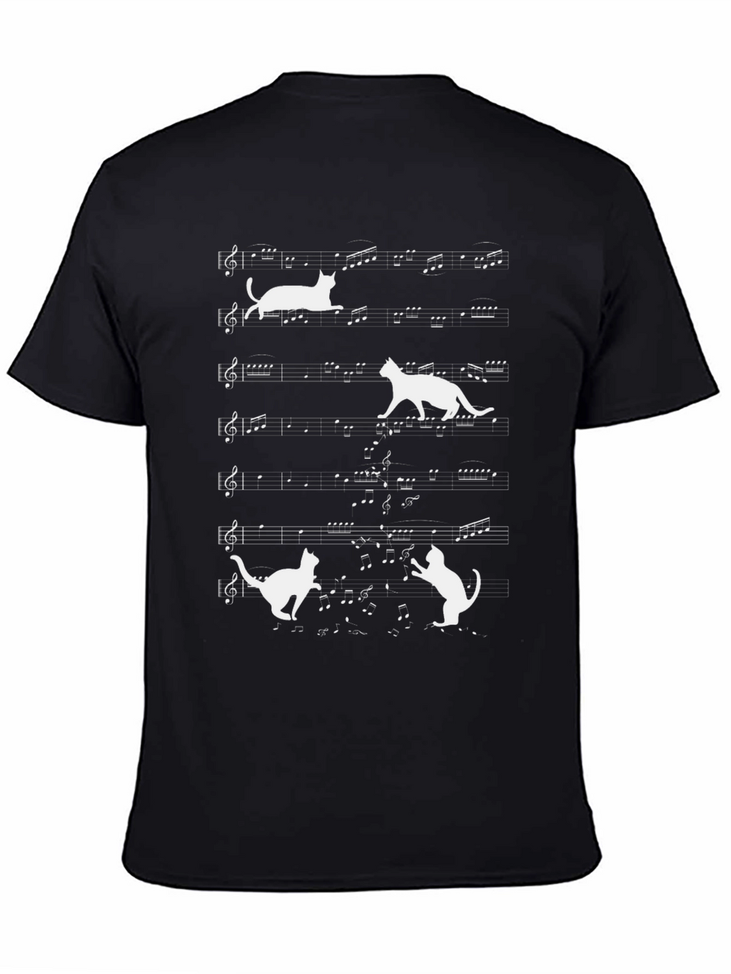 Musical Cats Graphic Tee - Black Unisex T-Shirt