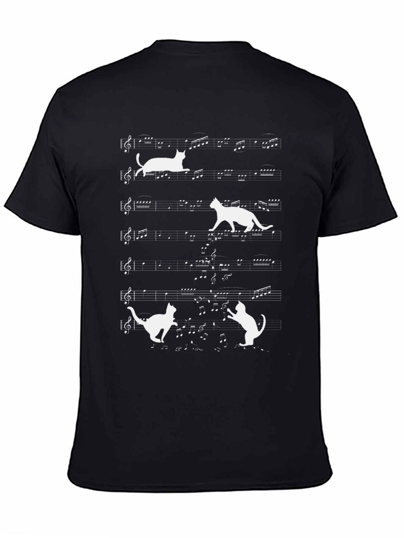 Musical Cats Graphic Tee - Black Unisex T-Shirt