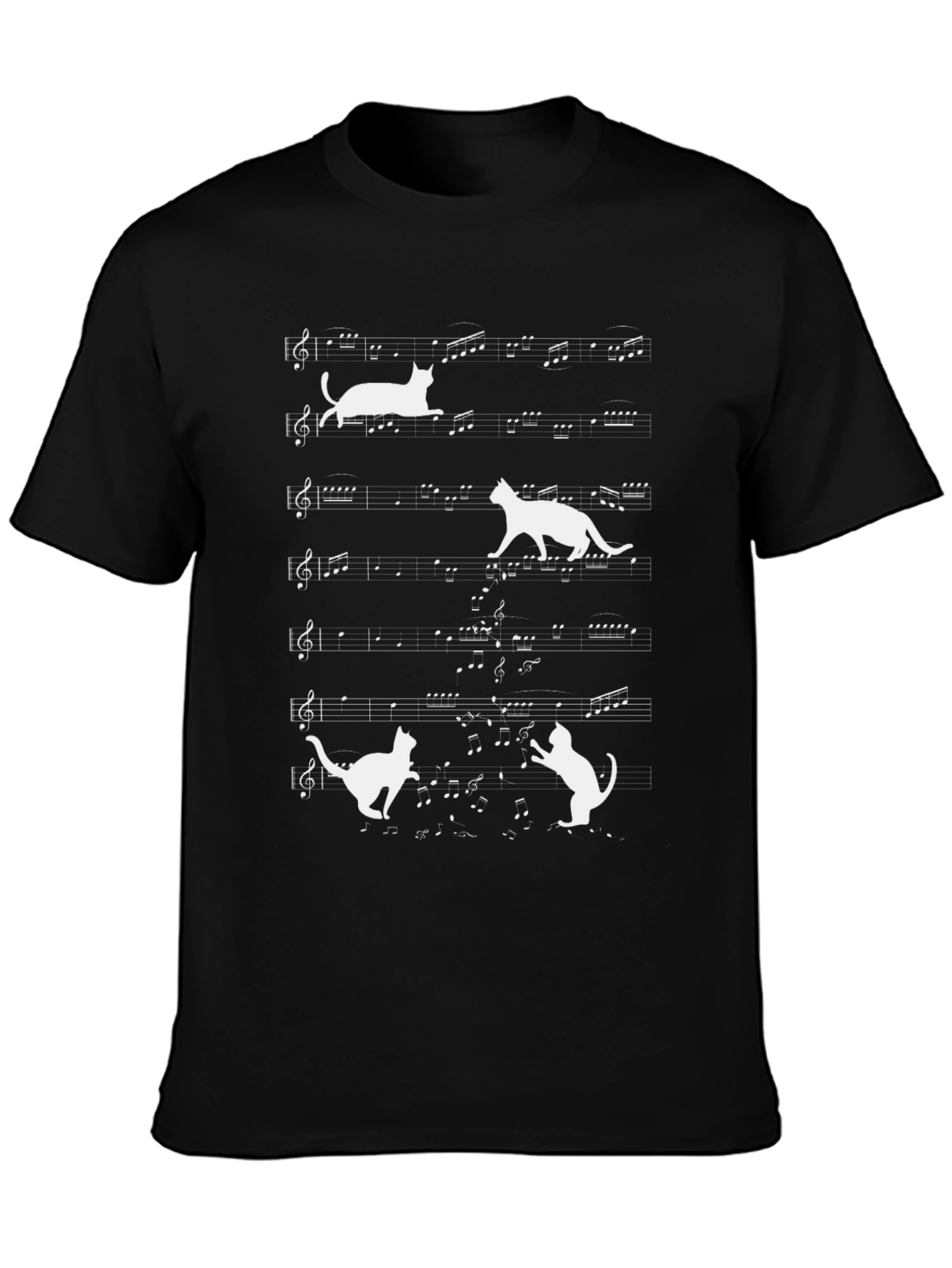 Musical Cats Graphic Tee - Black Unisex T-Shirt