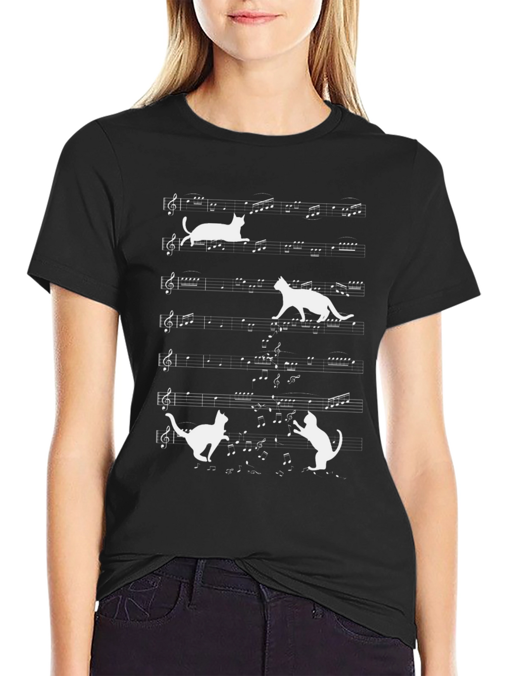 Musical Cats Graphic Tee - Black Unisex T-Shirt