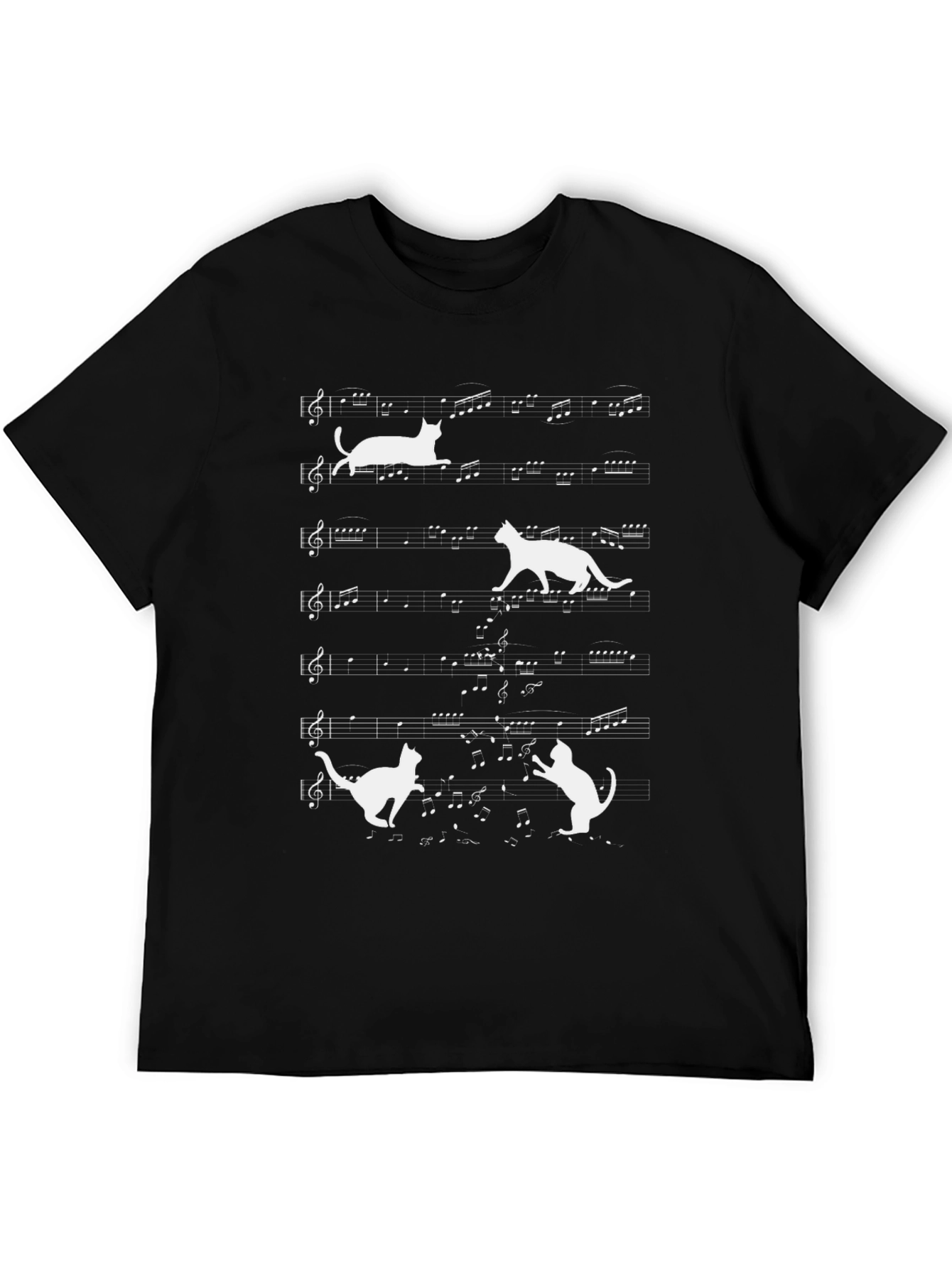 Musical Cats Graphic Tee - Black Unisex T-Shirt