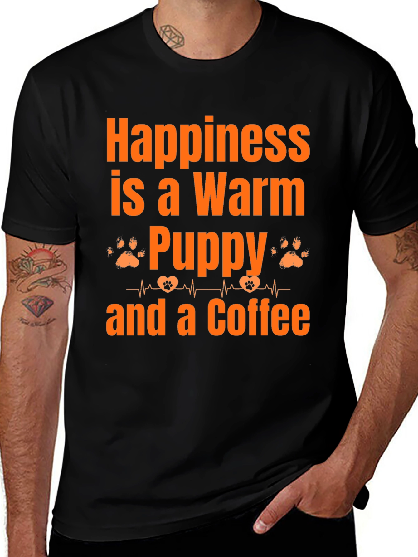 Warm Puppy and Coffee Graphic T-Shirt